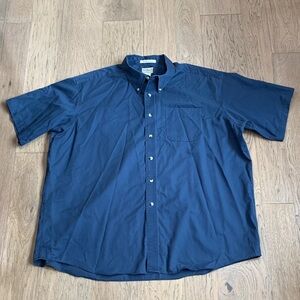 Vintage L.L. Bean Navy Short-Sleeve Button-Down Shirt Size XXL-Reg